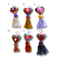 Rapture Embroidered Heart Love Handmade Key Chain | Zipper Pull - Mexico