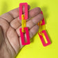 Large Link Earrings - Hot Pink and Neon Yellow