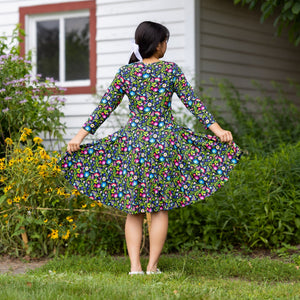 Hummingbird Paradise 3/4th Sleeves Kids Twirl Dress