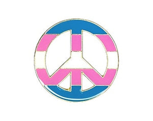 Trans flag Peace Sign Enamel Pin