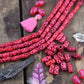 Hot Pink Tribal Barrel:Handmade Bone Beads, 7x14mm, 16 pcs