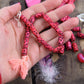 Hot Pink Tribal Barrel:Handmade Bone Beads, 7x14mm, 16 pcs