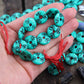 Minty Green Tribal Donuts: Handmade Painted Carved Donut Beads, 16x5mm, 12 pcs