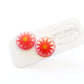 Bright Orange Daisy Disc Stud Earrings