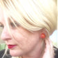 Bright Orange Daisy Disc Stud Earrings