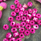 Pink & Cream Painted Rondelle Bone Beads, 6x4mm, X.X. Pattern