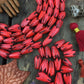 Coral Tribal Geometric Tulip: Hand Carved Bone Beads, 9x12mm, 16 pieces