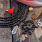 Speckled Black & Cream: Oval Bone Beads, 5x7mm, 28 Pieces
