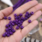 Purple Grooved Melon: Hand Carved Bone Beads, 7x4mm, 40 pieces