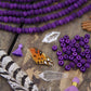 Purple Grooved Melon: Hand Carved Bone Beads, 7x4mm, 40 pieces