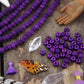 Purple Grooved Melon: Hand Carved Bone Beads, 7x4mm, 40 pieces