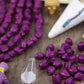 Purple Tulips: Hand Carved Bone Beads, 7x7mm, 24 pieces