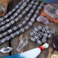 Grey Tribal Target Bone Beads: 8x12mm, 16 pieces