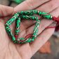 Green Black Gold Teardrop: Painted Bone Beads, 6x25mm, 8 pieces