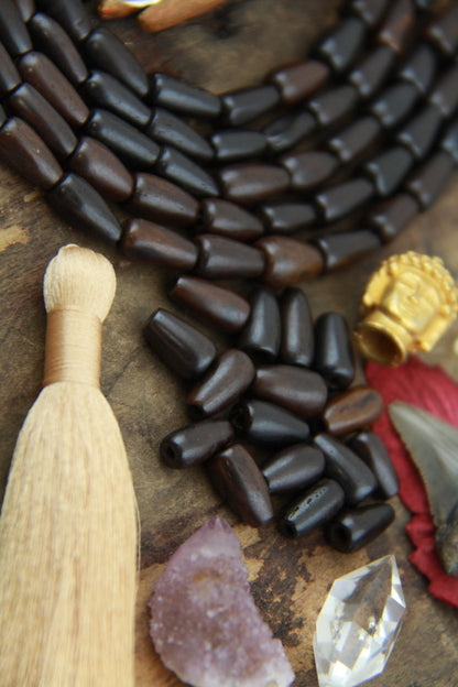 Short Brown Teardrop: Stained Bone Beads, 7x12mm, 16 pieces