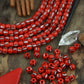 Red Watermelon: Black & White Striped Bone Beads, 6x5mm, 39 pieces