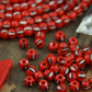 Red Watermelon: Black & White Striped Bone Beads, 6x5mm, 39 pieces