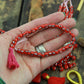 Red Watermelon: Black & White Striped Bone Beads, 6x5mm, 39 pieces