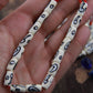 Silver Black Cream Comma Tube: Painted Bone Beads, 6x12mm, 16 pieces