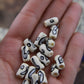 Silver Black Cream Comma Tube: Painted Bone Beads, 6x12mm, 16 pieces