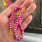Pink & Cream Painted Rondelle Bone Beads, 6x4mm, X.X. Pattern
