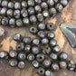 Black Cubed Bullseye: Hand Carved Bone Beads, 8x7mm,  27 pieces
