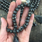 Black Cubed Bullseye: Hand Carved Bone Beads, 8x7mm,  27 pieces