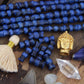 Indigo Hour Glass Barrel: Hand Carved Bone Beads, 6x14mm, 15 pieces