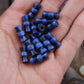 Indigo Hour Glass Barrel: Hand Carved Bone Beads, 6x14mm, 15 pieces