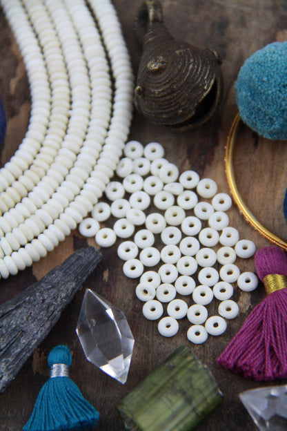Natural Cream, Off-White Disc Beads, 5x2.5mm, 80 pieces