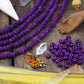 Purple Grooved Melon: Hand Carved Bone Beads, 7x4mm, 40 pieces