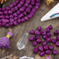 Purple Tulips: Hand Carved Bone Beads, 7x7mm, 24 pieces