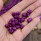 Purple Tulips: Hand Carved Bone Beads, 7x7mm, 24 pieces
