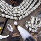 Cream Tribal Target Bone Beads, 8x12mm, 16 pieces
