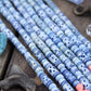Denim Airy Blue Tribal Target Tube: Carved Bone Beads, 7x25mm, 9 pieces