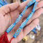 Blue Squiggle Barrel: Hand Painted Bone Beads, 7x27mm, 8 pieces