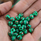 Golden Watermelon: Hand Painted Green, Black & Gold Bone Beads, 8x6mm, 31 pieces