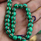 Golden Watermelon: Hand Painted Green, Black & Gold Bone Beads, 8x6mm, 31 pieces