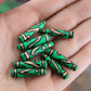 Green Black Gold Teardrop: Painted Bone Beads, 6x25mm, 8 pieces