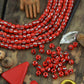 Red Watermelon: Black & White Striped Bone Beads, 6x5mm, 39 pieces
