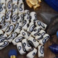Silver Black Cream Comma Tube: Painted Bone Beads, 6x12mm, 16 pieces