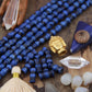 Indigo Hour Glass Barrel: Hand Carved Bone Beads, 6x14mm, 15 pieces