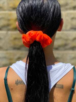 Luxe Velvet Scrunchie | neon orange