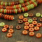 Retro Mix: Orange, Brown, Green Bone Beads, 5x2mm, 18" strand