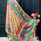 Crape silk multi color dupatta | mirror work dupatta
