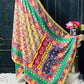 Crape silk multi color dupatta | mirror work dupatta