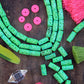 Spring Green Barrel: Handmade Bone Beads, 6x13mm, 15 pieces