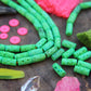Spring Green Barrel: Handmade Bone Beads, 6x13mm, 15 pieces