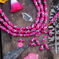 Bright Pink Teardrop: Handmade Bone Beads, 6x12mm, 16 Pieces