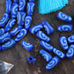 Cobalt Teardrop Bone Beads: Spiral Design, 6x12mm, 16 pieces